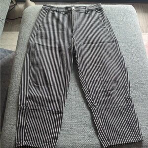 Everlane Black and White Striped Barrel Pants